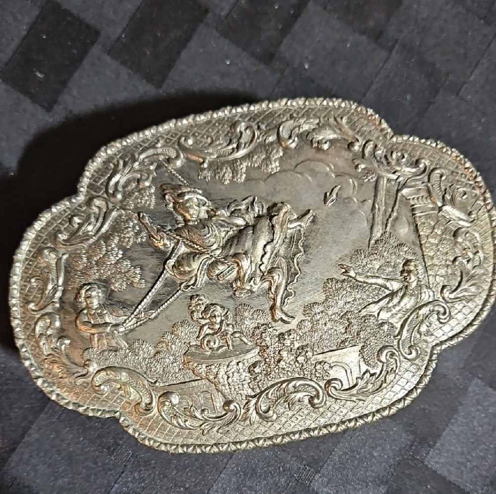 Stunning Ornate Rococo-Style Velvet Lined Repoussé Jewelry Box